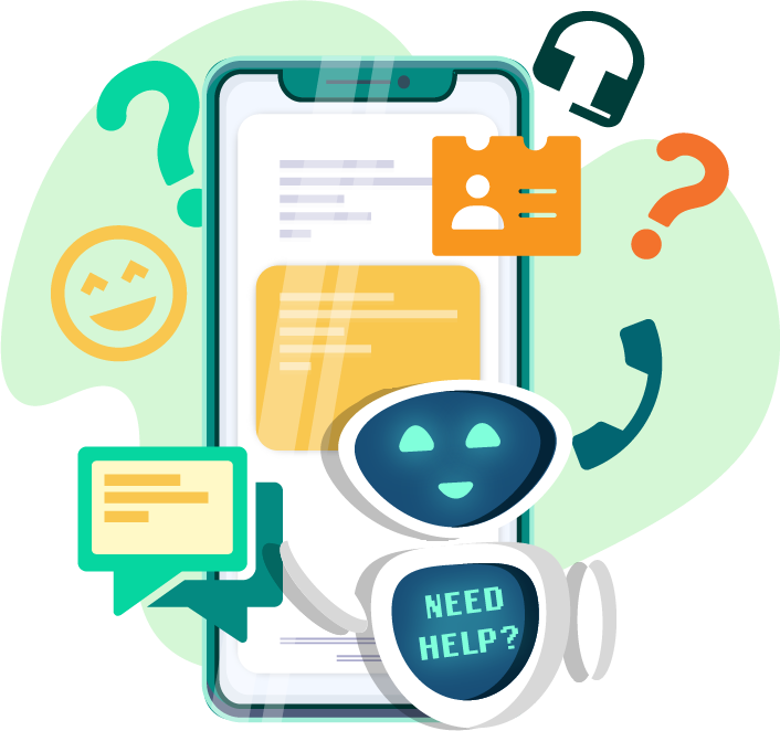 Illustration of a help request on screen